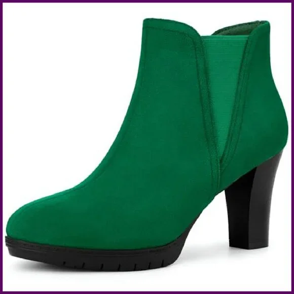 Chelsea Ankle Boots Lug Sole Elastic Platform Booties Women's Shoes